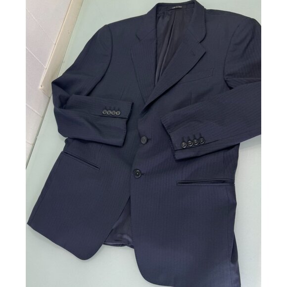 Armani Collezioni Blazer Jacket 40S Navy Blue Striped 2 Button Made In Italy
